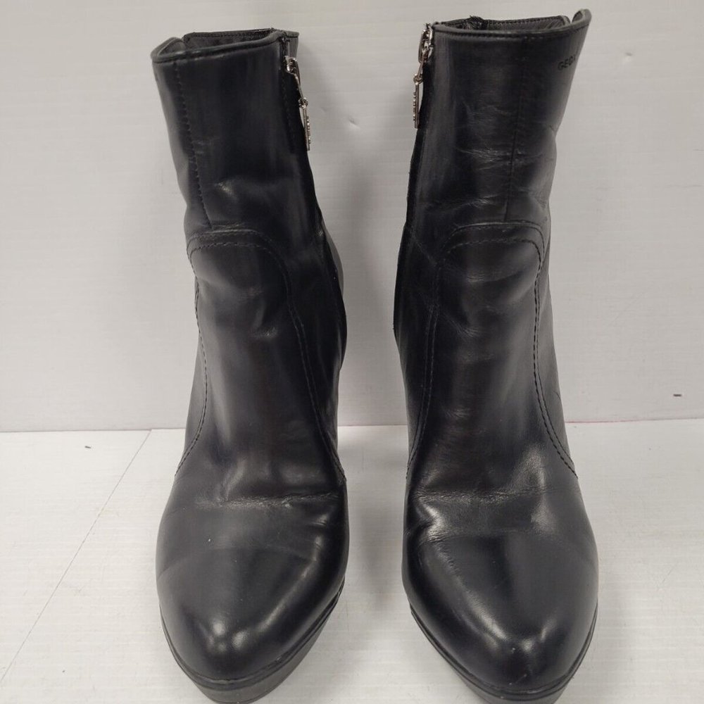 (I-1496) Geox Black High Heel Boots - Size 5.5
